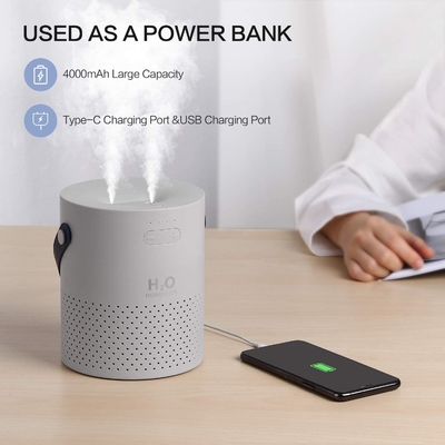 4000mAh 배터리 초음파 공기 가습 장치 1.1L 작은 USB 시원한 안개 가습기